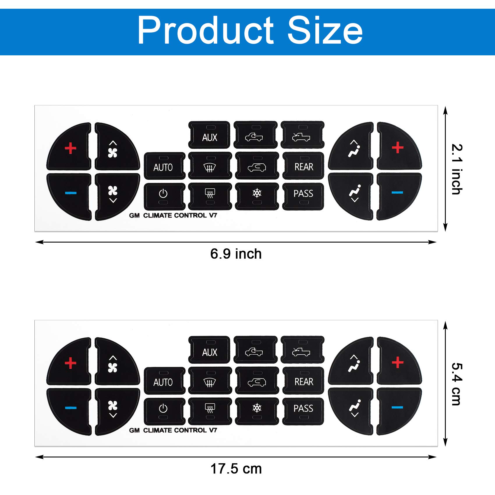 PAGOW 6-Pack AC Dash Button Repair Stickers - Fix Faded & Damaged Radio Control Buttons - Replacement Decals for SUV & Truck Accessories - Perfect for DIY Car Interior Restoration & Button Label Replacement