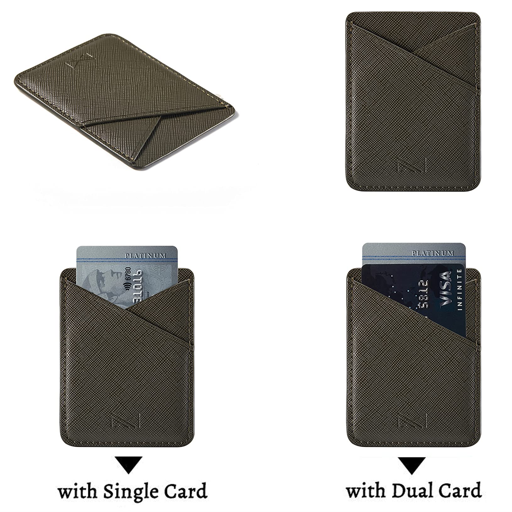 Glitter PU Leather Stick-On Phone Card Holder - Slim Credit Card Sleeve for iPhone, Samsung & Most Smartphones (WinRed) | Perfect for Hands-Free Shopping, Travel & Everyday Use