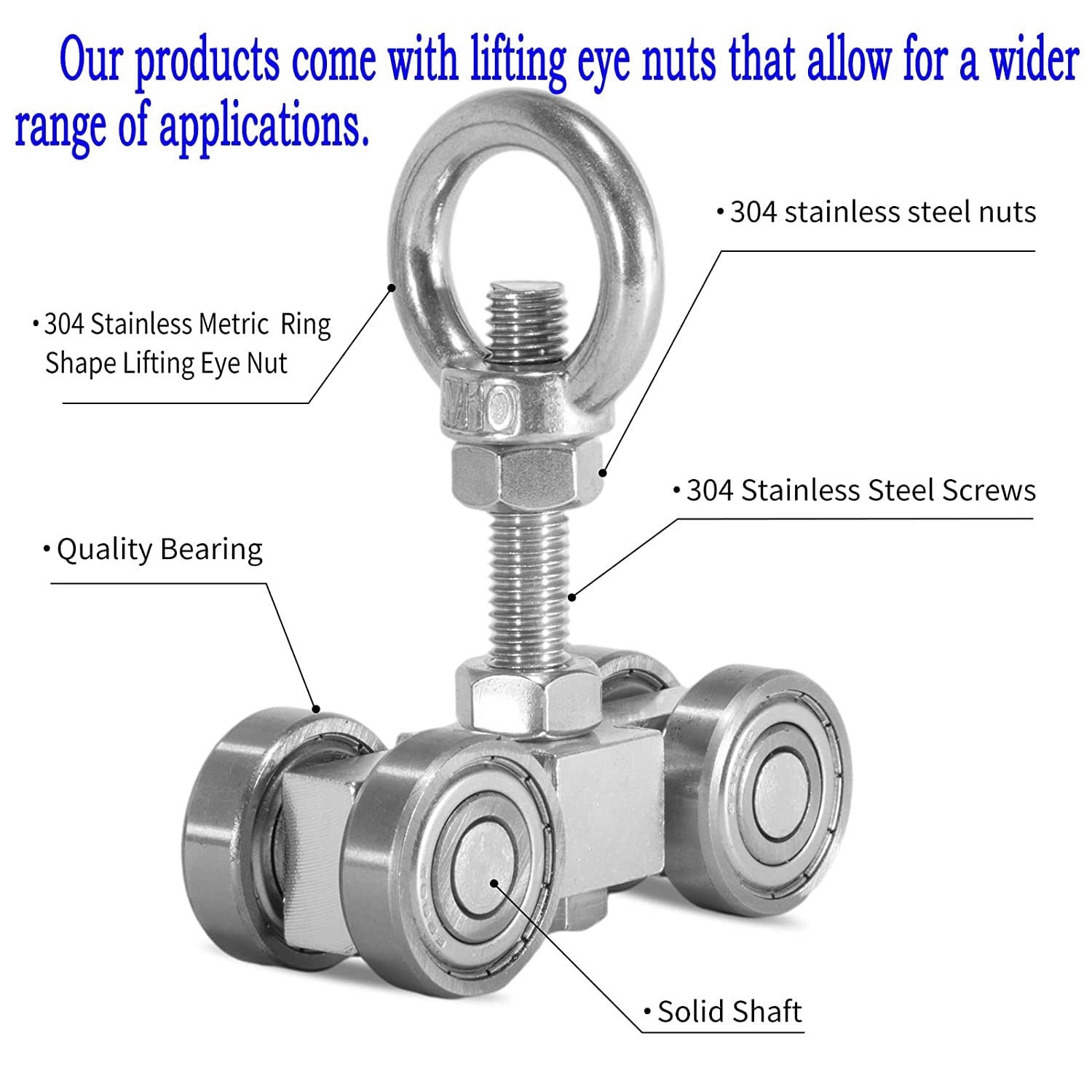 SKTREX 4 Wheel Silent Trolley Assembly - Heavy Duty Rollers with Four Bearings for 1-5/8