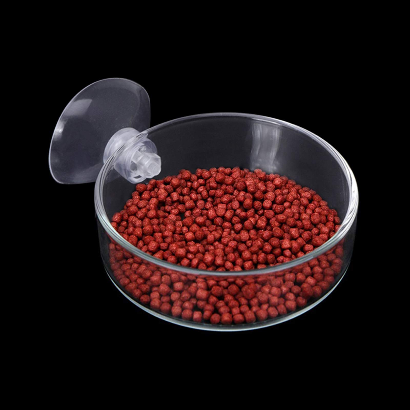 Premium Clear Aquarium Glass Feeder Dish - 65mm Round Shrimp Food Tray with Suction Cup to Prevent Fish Tank Food Spreading | Ideal for Feeding Shrimp, Bettas & Small Fish in Freshwater & Saltwater Tanks