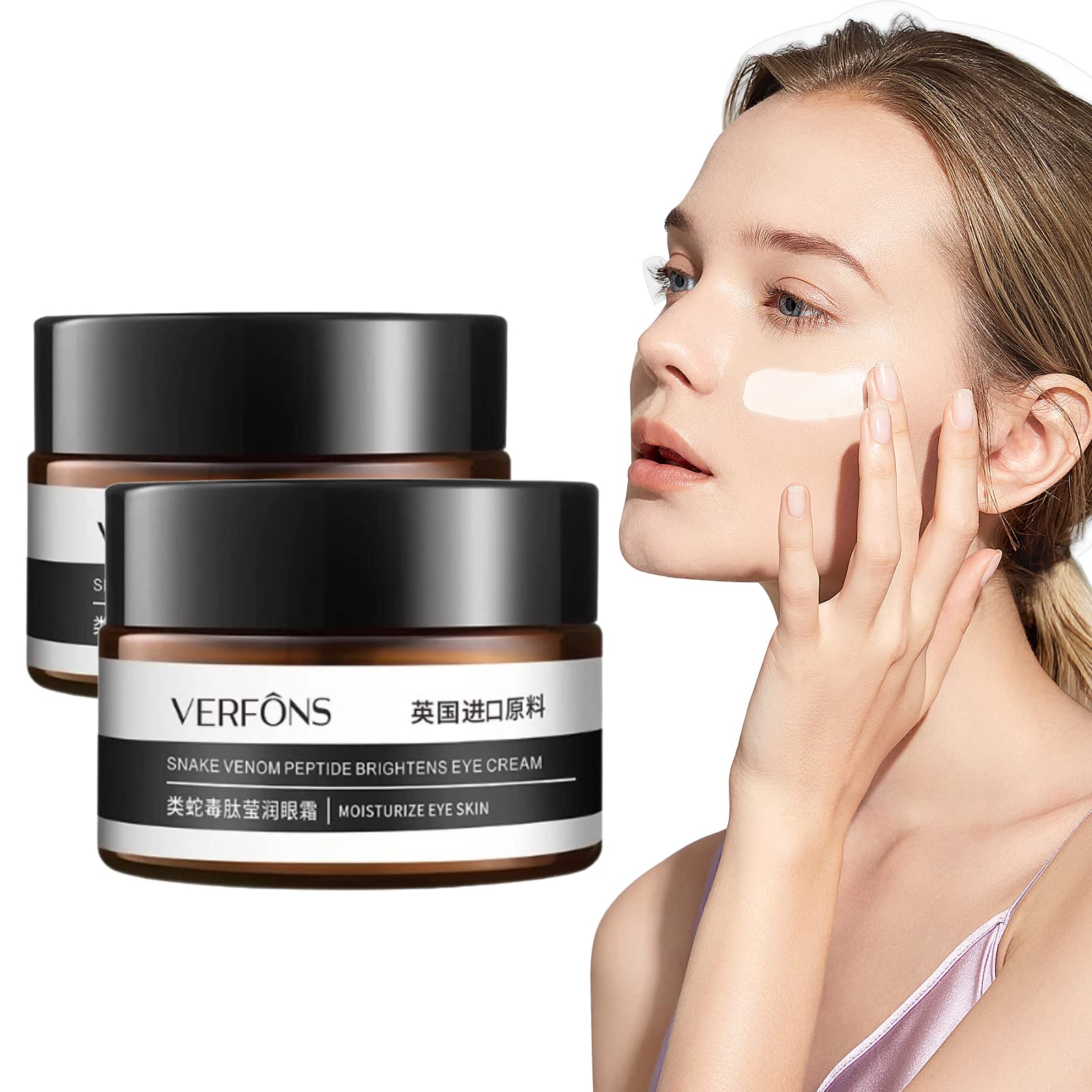 Verfons Snake Venom Firming Eye Cream for Bags & Wrinkles - Anti-Aging Eye Treatment, Instant Puffiness Reducer, Dark Circle Corrector - Perfect for Morning & Night Skincare Routine (2-Pack)