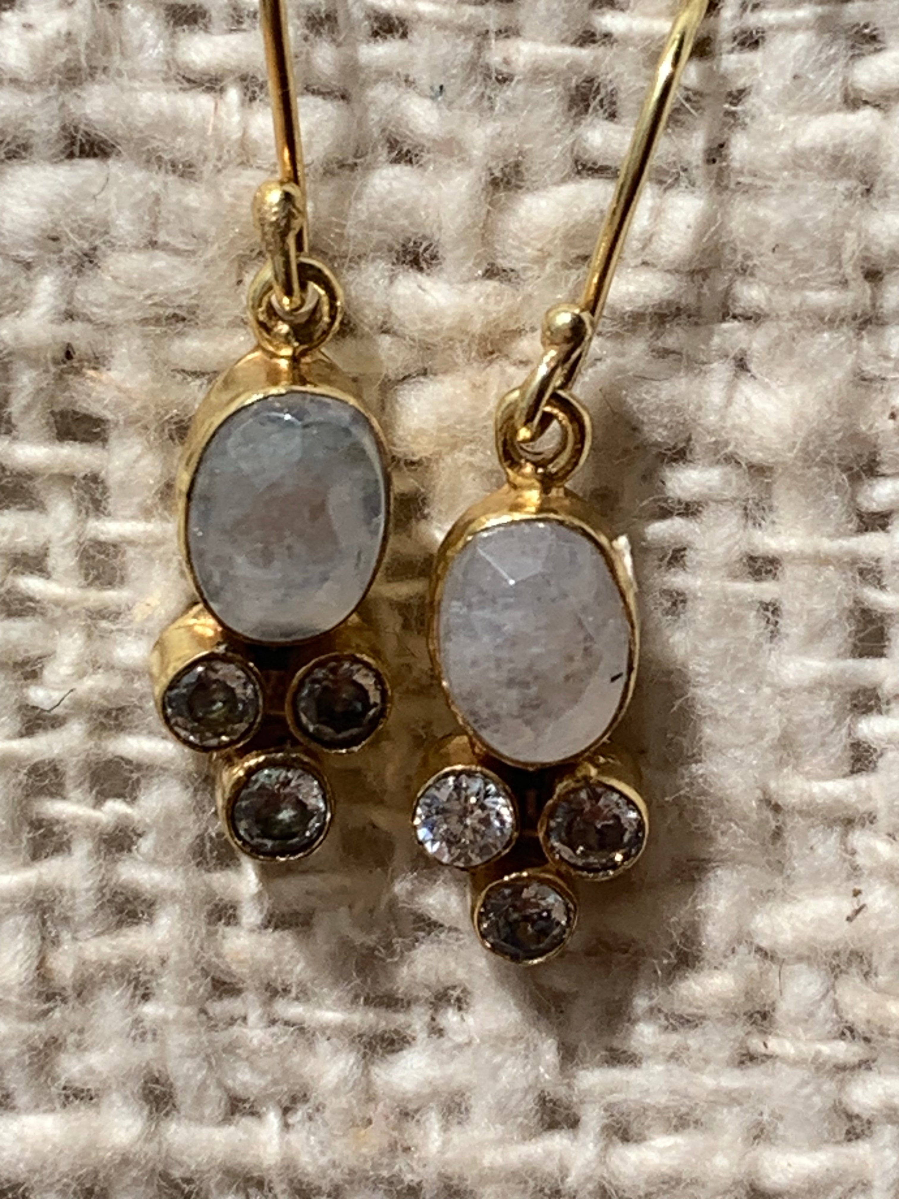 Moonstone Gemstone Designer Earrings - Elegant Truth Eye Jewelry for Women | Perfect for Weddings, Parties & Special Occasions