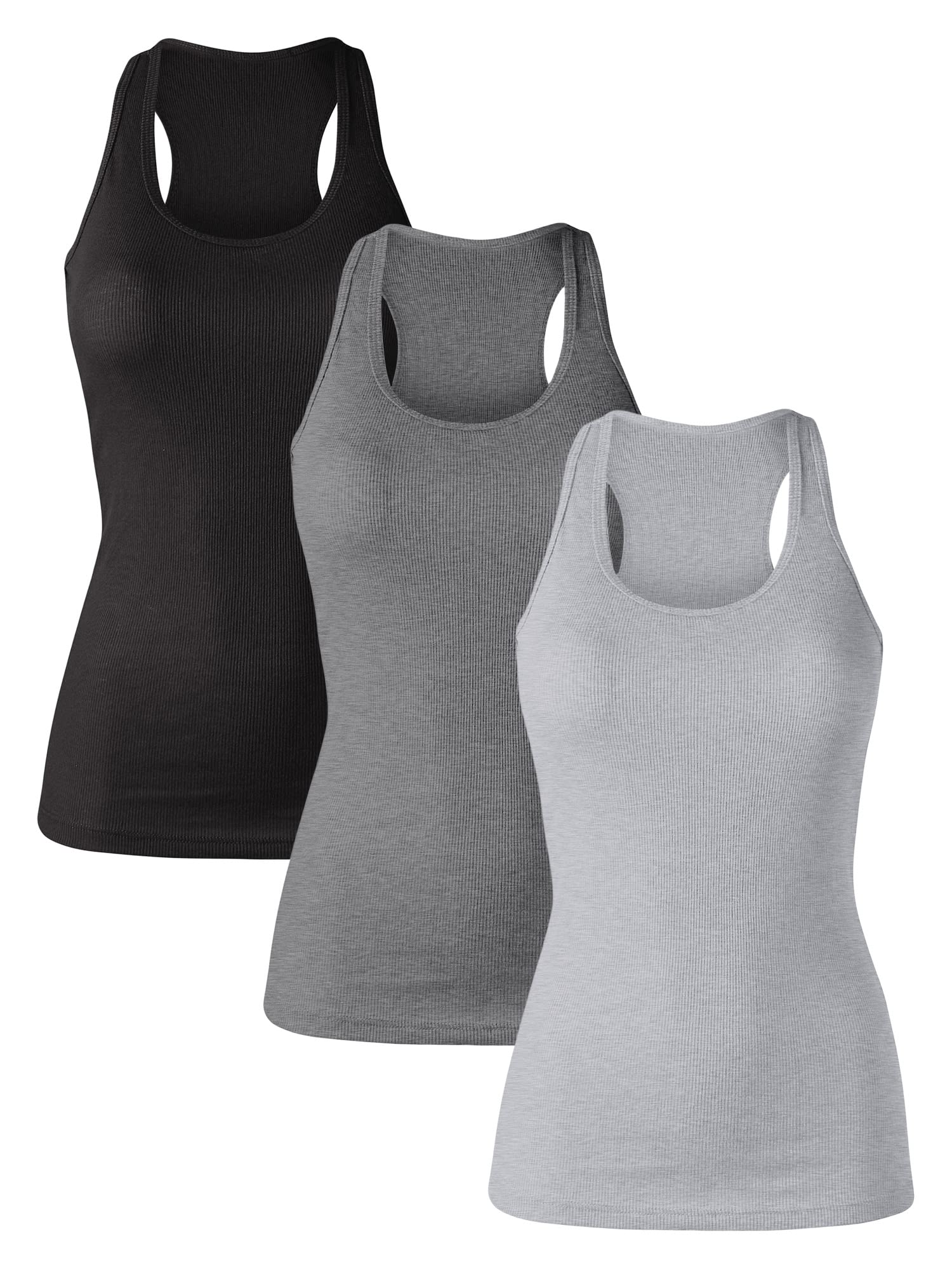 Sugar Sunday Women's Cotton Ribbed Racerback Tank Top - Slim Fit Yoga & Athletic Activewear - Perfect for Workouts, Gym, Running and Casual Wear