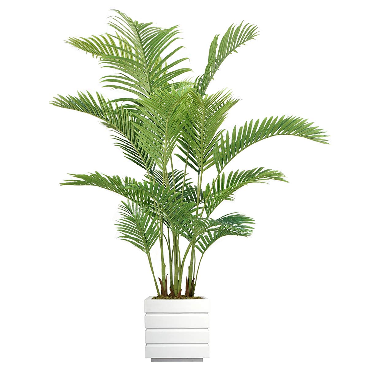Vintage Green Emerald Artificial Faux Palm Tree with Fiberstone Planter - 77