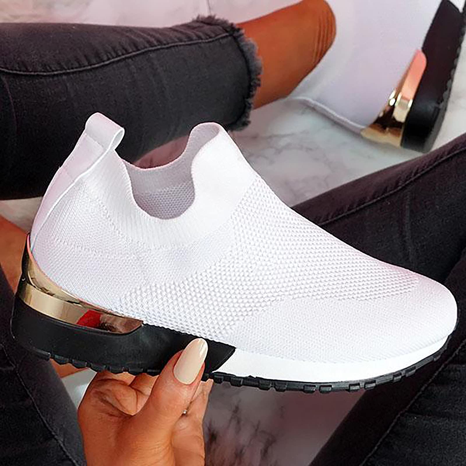 Women's Non-Slip Work Sneakers - Lightweight Breathable Athletic Shoes for Women - Perfect for Tennis, Work, Shopping & Travel