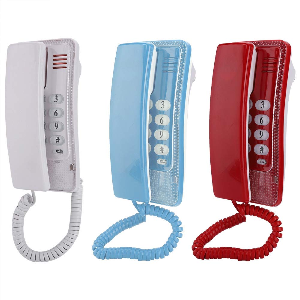 Wall Mount Landline Telephone - Corded Home Phone Extension for Hotel, Office & Home Use - No Caller ID - Available in Blue, White, Red (Red) - Durable & Easy Installation for Daily Communication
