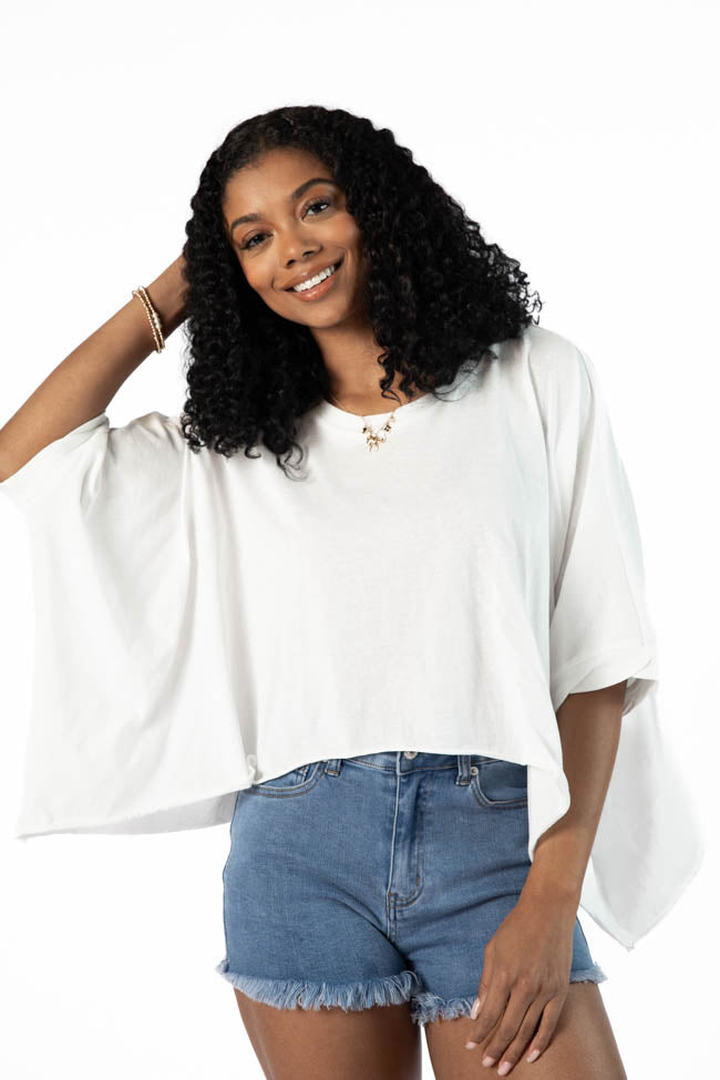 Great Days Ahead Ivory Asymmetrical Hem Tee - Women's Casual T-Shirt with Unique Asymmetrical Hemline | Perfect for Everyday Wear, Date Nights & Weekend Outfits