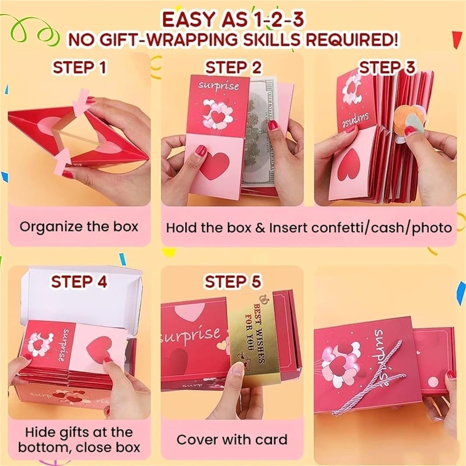 Funoio Surprise Gift Box 2024 - Money Explosion Box for Birthday, Anniversary, Valentine's Day & Proposal - 10-Page Green Gift Box for Mom, Wife & Loved Ones (Perfect for Surprise Parties & Special Occasions)
