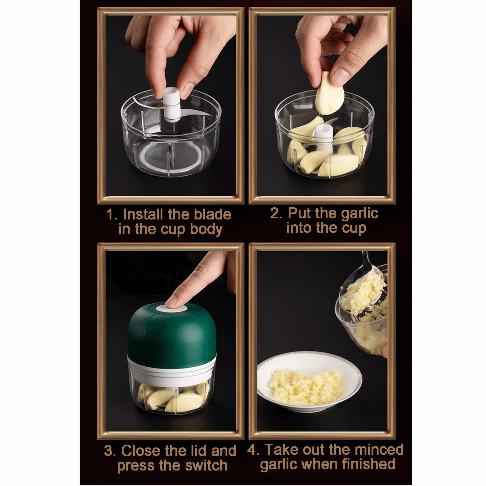 Electric Garlic Chopper & Grinder - Mini Kitchen Appliance for Chopping Garlic, Onions, Veggies & Meat - Perfect for Cooking, Meal Prep & Spice Blending
