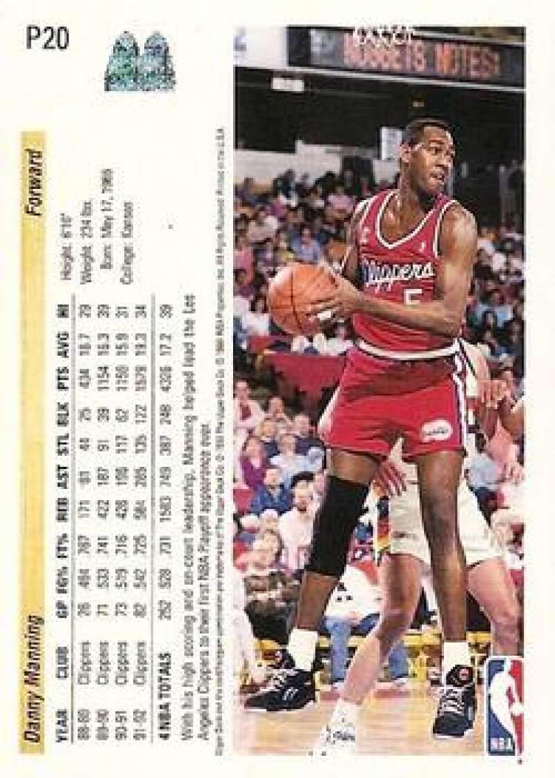 1992-93 Upper Deck McDonald's Danny Manning #P20 NBA Basketball Trading Card - Los Angeles Clippers Collectible for Sports Memorabilia Fans & Card Investors
