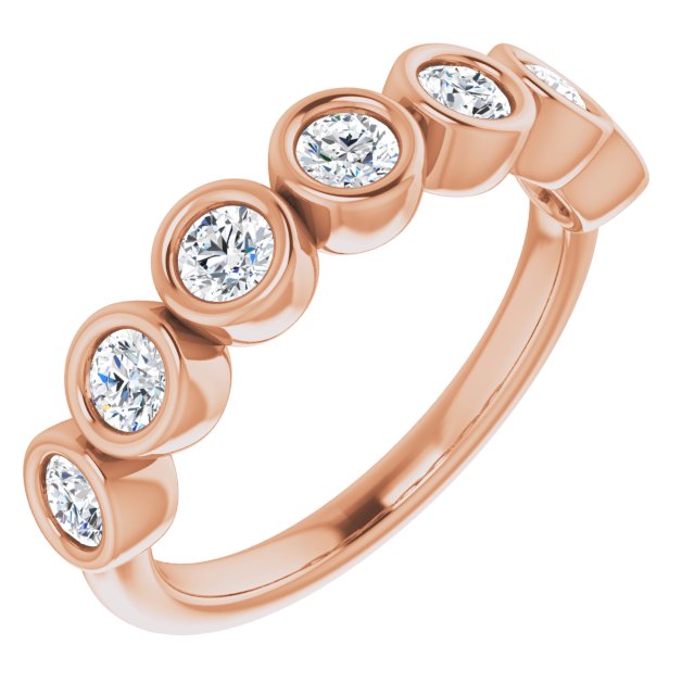0.70 Carat Bezel Set Round Diamond Wedding Band - 7 Stone Anniversary Ring for Women - Perfect for Bridal, Engagement, Anniversary & Special Occasions