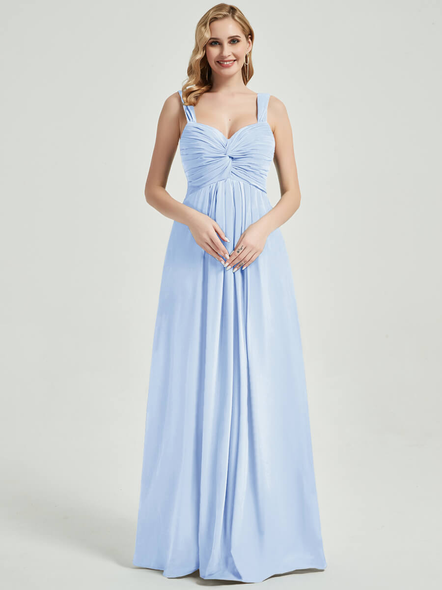 Cornflower Blue Sweetheart Straps A-Line Maxi Chiffon Bridesmaid Dress - Elegant Formal Gown for Weddings, Prom & Special Occasions