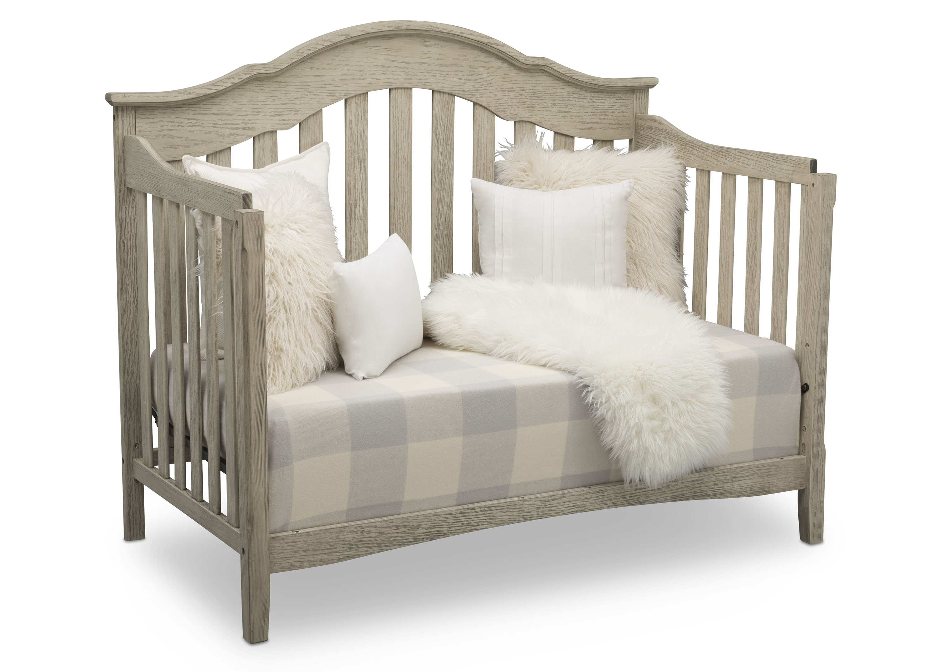 Farmhouse Style 6-in-1 Convertible Baby Crib to Toddler Bed - White Wooden Nursery Furniture for Newborns & Kids - Perfect for Modern Nursery, Bedroom & Daycare