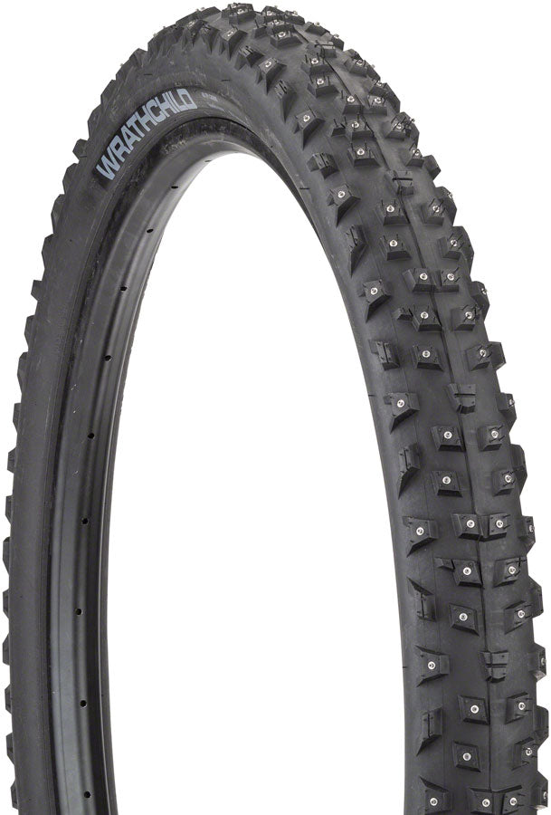 45NRTH Wrathchild Tubeless Folding Bike Tire - 29x2.6 Inch, 60 TPI, Black, 252 Concave Carbide Studs - Winter & Snow Cycling for Mountain Bikes - Perfect for Trail Riding and Harsh Weather Conditions