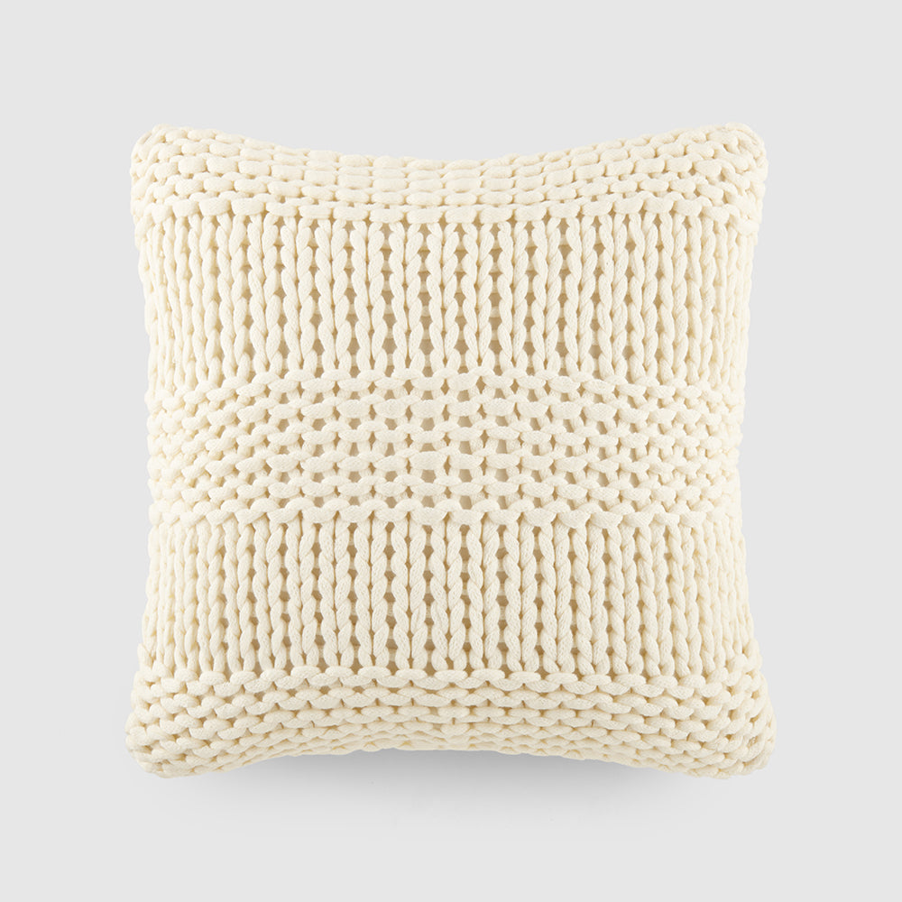Cozy Chunky Knit Throw Pillow Cover with Insert - Soft Textured Decorative Cushion for Living Room Sofa, Bedroom & Home Decor