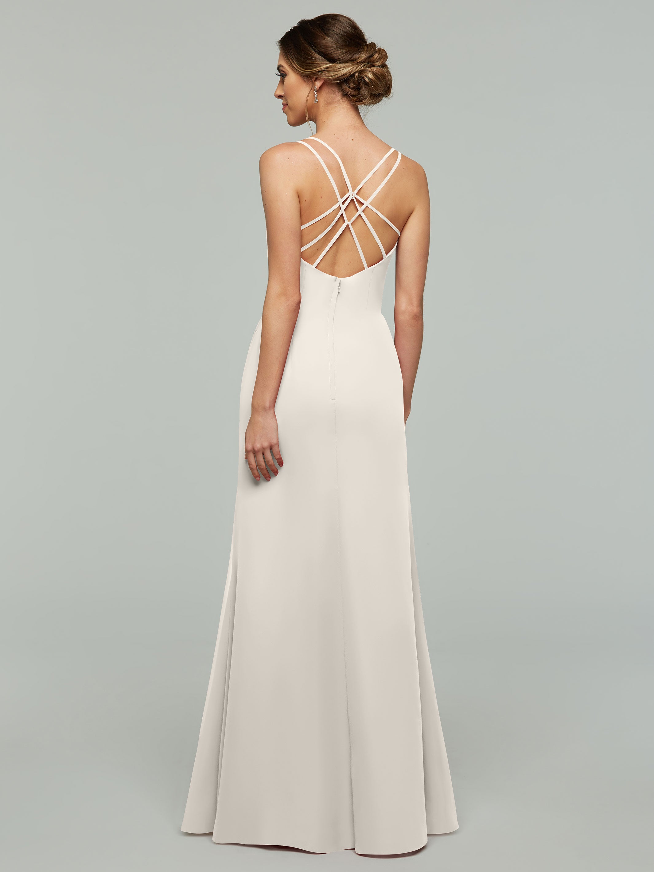 Elegant 80130 Chiffon Sheath Bridesmaid Dress - V Neck & High Slit Design for Wedding Party, Formal Events & Special Occasions