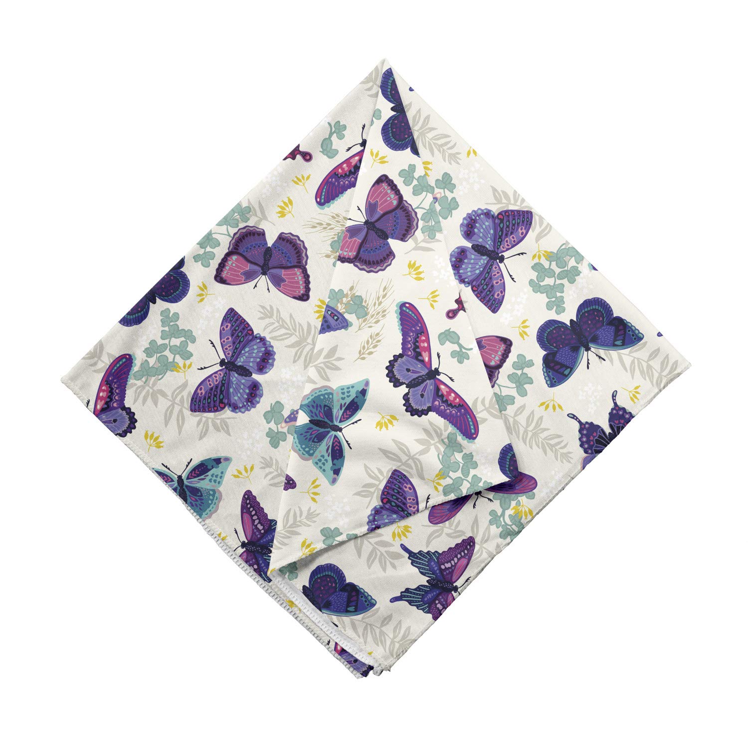 Ambesonne Butterfly Bandana - Stylish Unisex Head & Neck Scarf with Ornate Insect & Plant Design - Perfect for Outdoor Activities, Music Festivals & Fashion Accessories