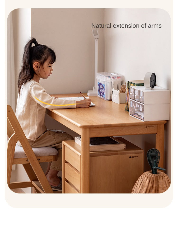 Solid Wood Kids Writing Desk - Beech & Oak Study Table for Children - Perfect for Homework, Drawing & Crafting in Bedroom or Study Room