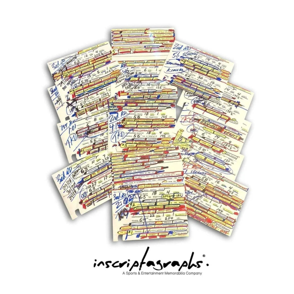 Bruce Buffer's UFC Fight 145 Czech Republic Event Used 12 Fight Intro Cards Collection - Authentic MMA Memorabilia for UFC Fans & Collectors - Perfect for Display, Framing, and Sports Memorabilia Collections
