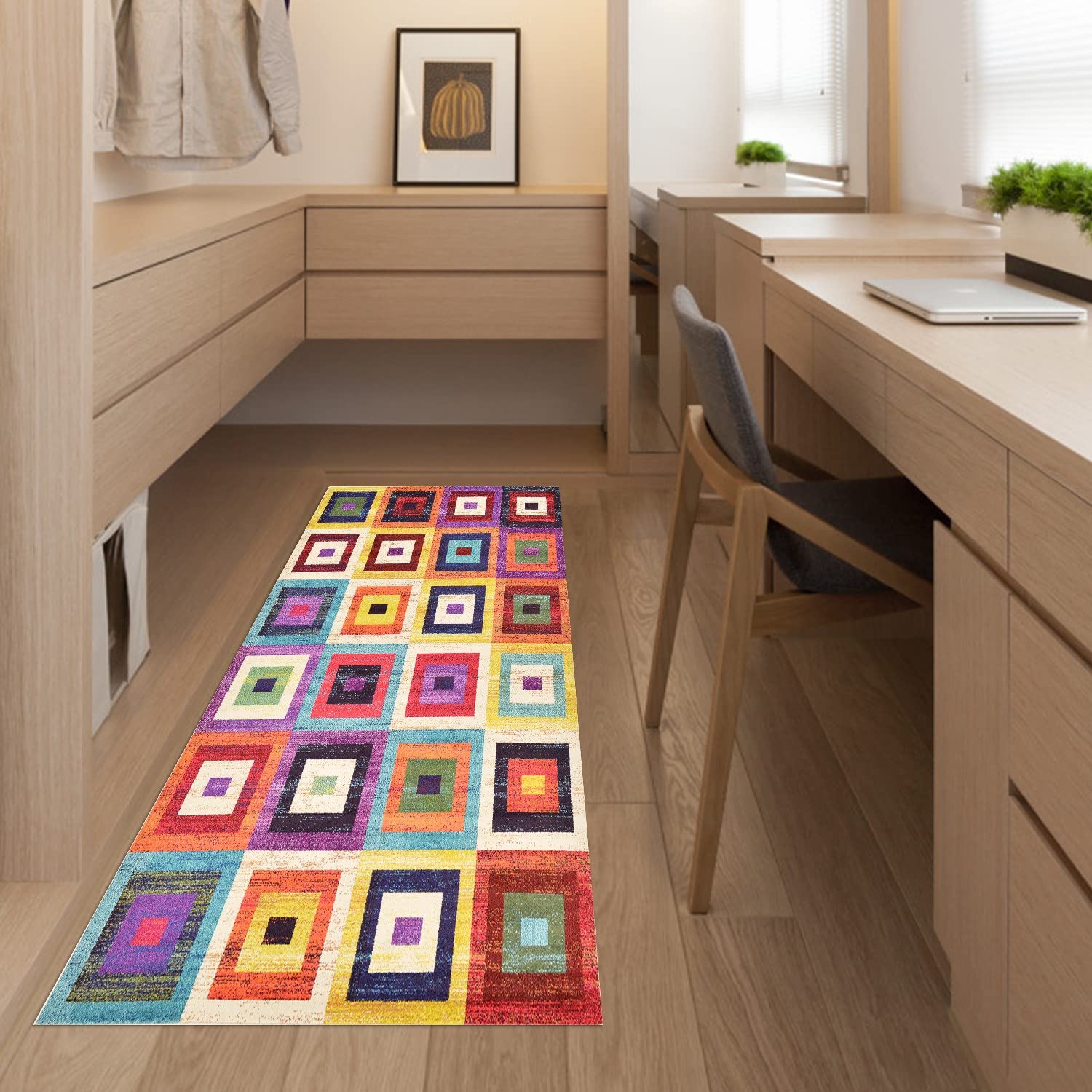 GUBIYU Bohemian Geometric Area Rug - Abstract Patchwork Throw Rug Runner - Stain Resistant & Non-Slip - 23.6x59 Inch Indoor Outdoor Rug for High Traffic Areas - Perfect for Kitchen, Living Room, Backyard & Bathroom Decor - Easy to Clean