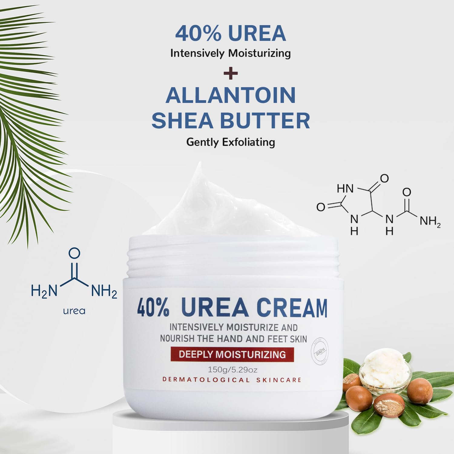 40% Urea Cream for Dry Cracked Hands & Feet - Maximum Strength Moisturizing Lotion | Cracked Heel Treatment, Rough Skin Repair, Diabetic Foot Care