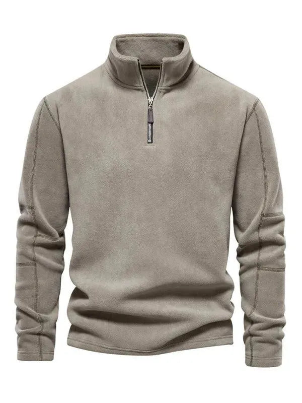 Men's Polar Stand Collar Fleece Sweatshirt - Warm Winter Pullover for Outdoor Activities & Casual Wear