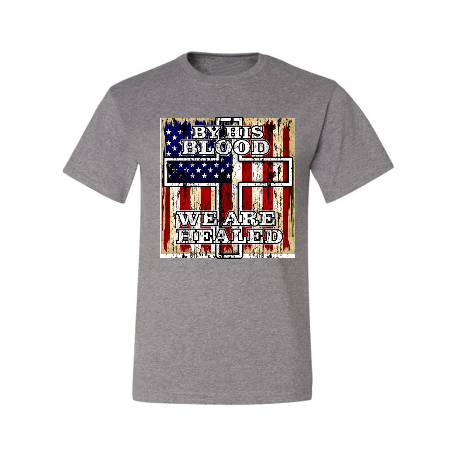 Inspirational Christian Men's T-Shirt - By His Blood We Are Healed for Worship & Daily Wear