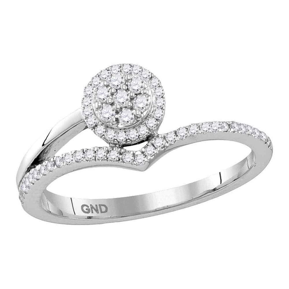 10K White Gold Women's Round Diamond Cluster Chevron Fashion Ring - 1/4 CTTW Elegant Jewelry for Wedding, Anniversary & Special Occasions