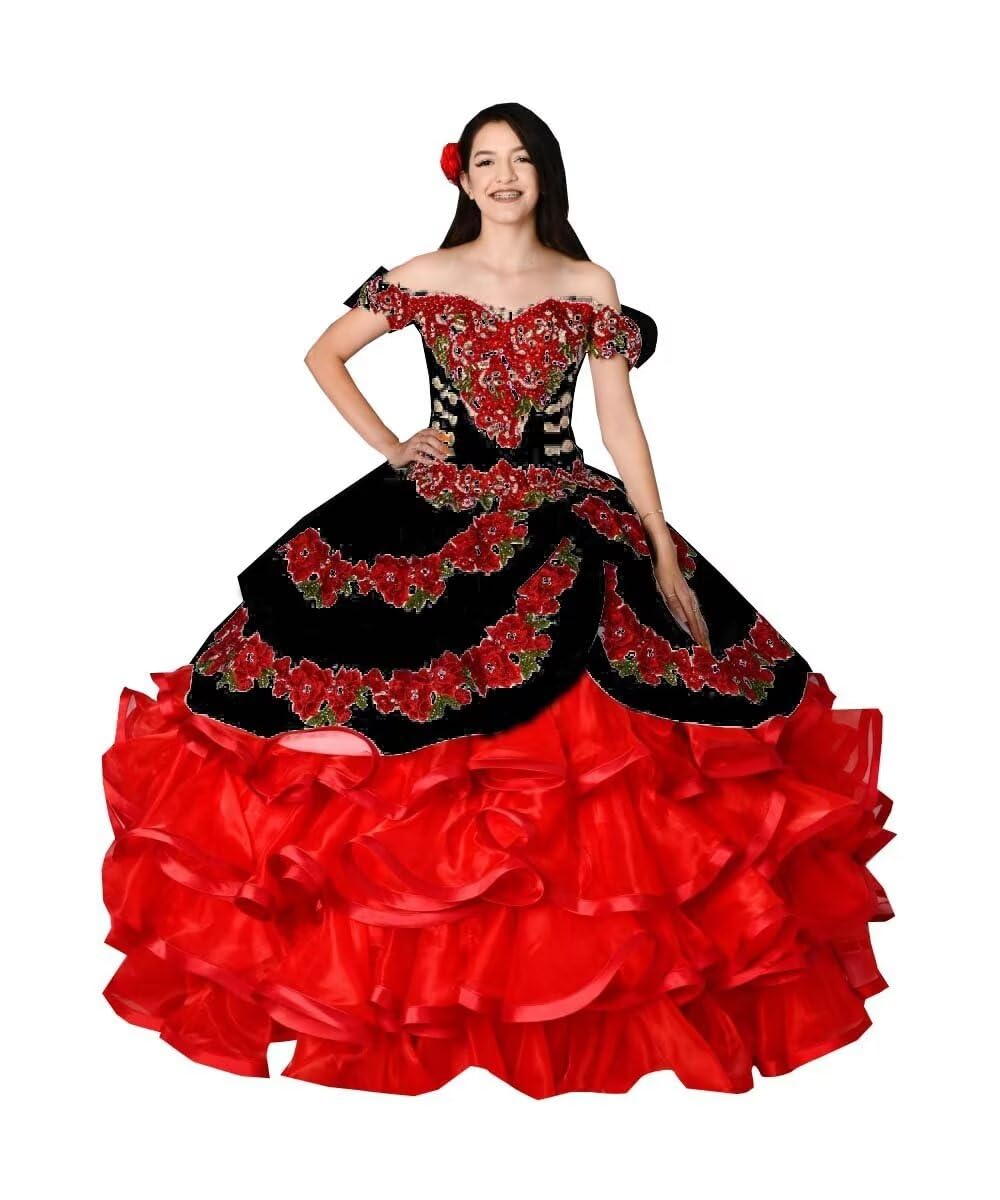 2025 Quinceanera Dresses 2-in-1 Detachable Puffy Off-Shoulder Mexican Charro Pearls Sweet 15 Dress for Girls - Perfect for Quinceanera Parties, Birthday Celebrations & Special Occasions