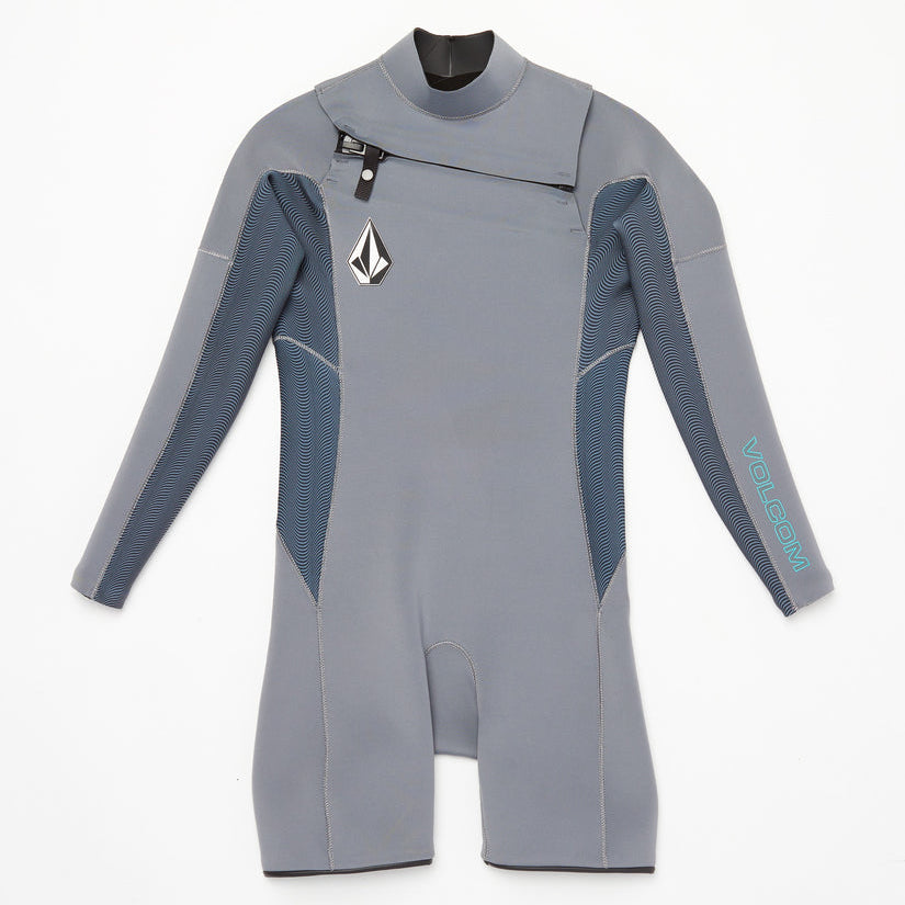 Volcom Modulator 2mm Big Boys Chest Zip Long Sleeve Springsuit Wetsuit - Charcoal for Surfing, Swimming & Water Sports