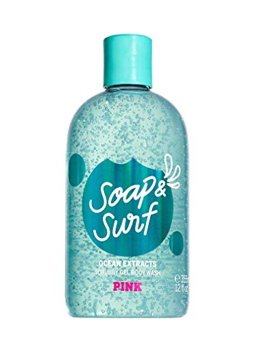 Pink Soap & Surf Scrubby Gel Wash with Ocean Extracts - 12 fl oz Exfoliating Body Wash for Smooth Skin | Beach & Shower Essential