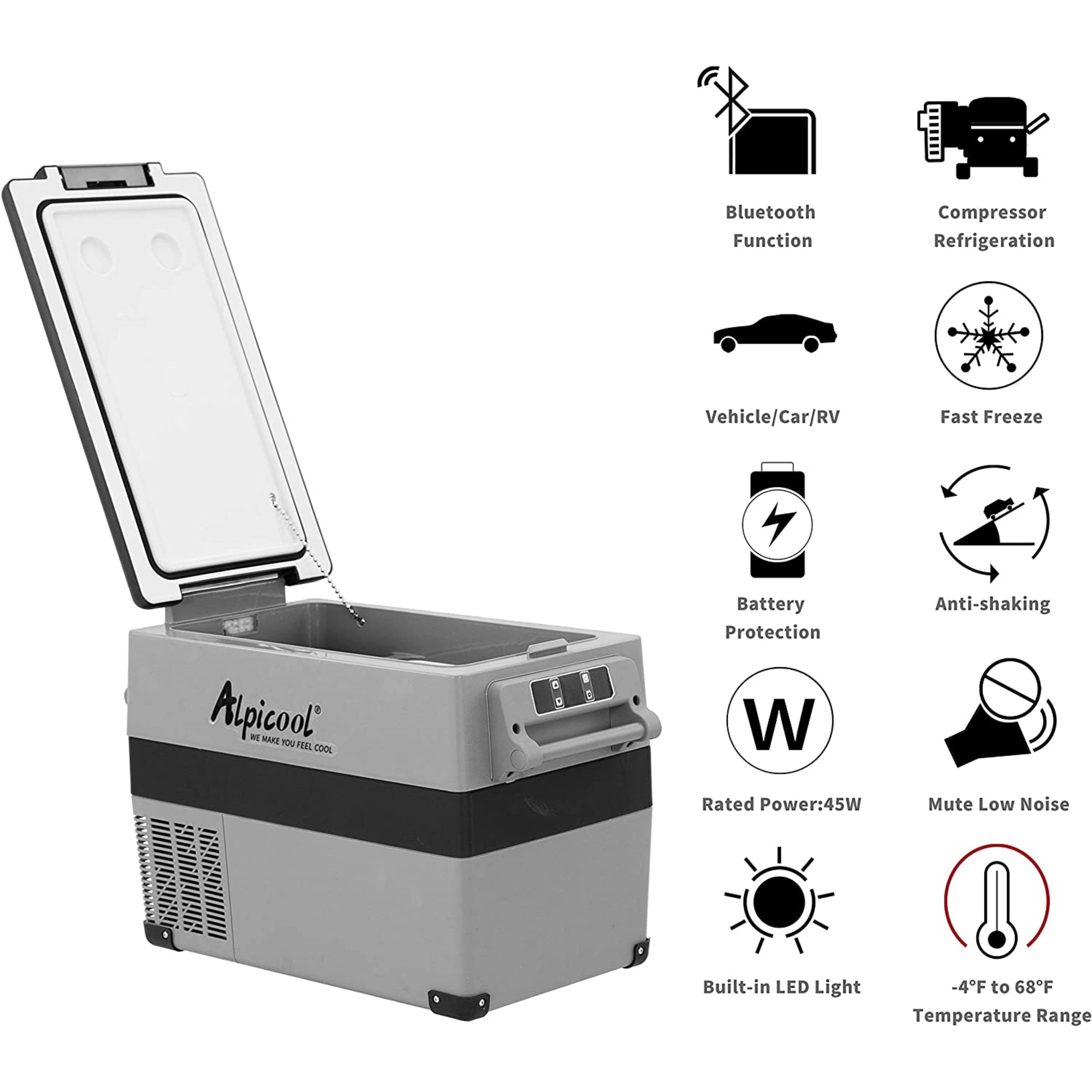 Alpicool CF45 12V Portable Car Refrigerator Freezer - Certified Refurbished | Perfect for Road Trips, Camping & Outdoor Adventures