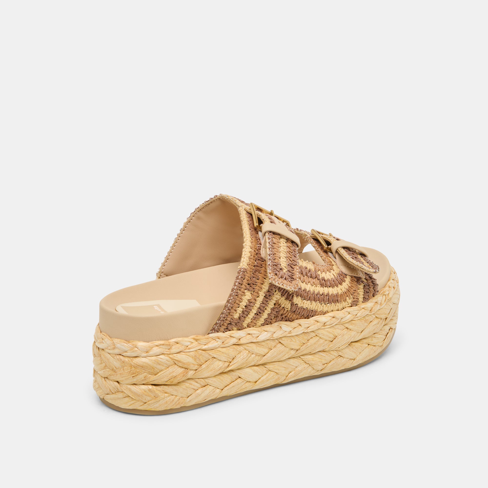 FALYN Women's Brown Woven Raffia Sandals - Comfortable Summer Beach Slides for Outdoor Walking & Vacation