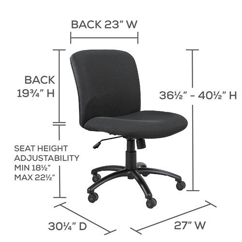 Safco Uber Big and Tall Mid Back Office Chair - 500 lbs Weight Capacity, Model 3491 - Ergonomic Support for Heavy Duty Workspaces & Home Offices