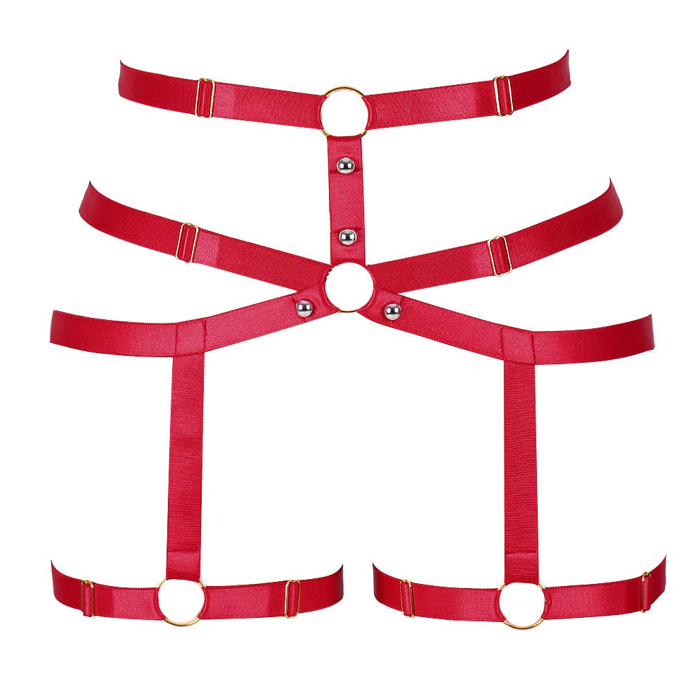 MAMOHSS Women's Adjustable Elastic Garter Belt - High Waist Stocking Suspender with Hollow Out Design - Punk Gothic Style for Lingerie, Cosplay & Nightwear