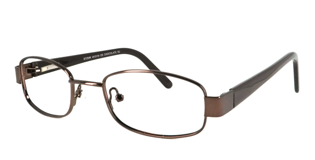 Kids Metal Eyeglasses S7254 - Durable & Stylish Brown Frames for Boys & Girls - Perfect for School, Reading & Outdoor Activities