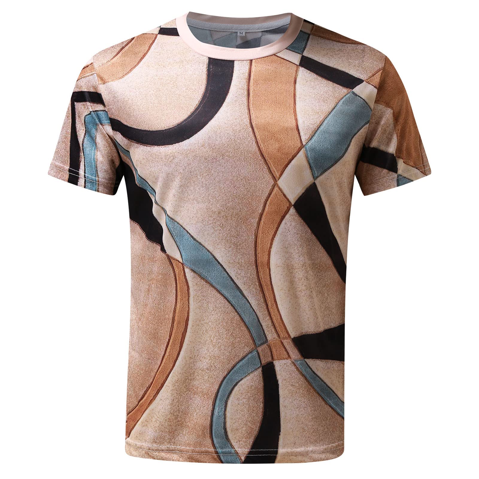 Men's Casual Short Sleeve Printed Loose Fit T-Shirt - Spring Summer Fashion O-Neck Blouse Top for Outdoor Activities & Daily Wear