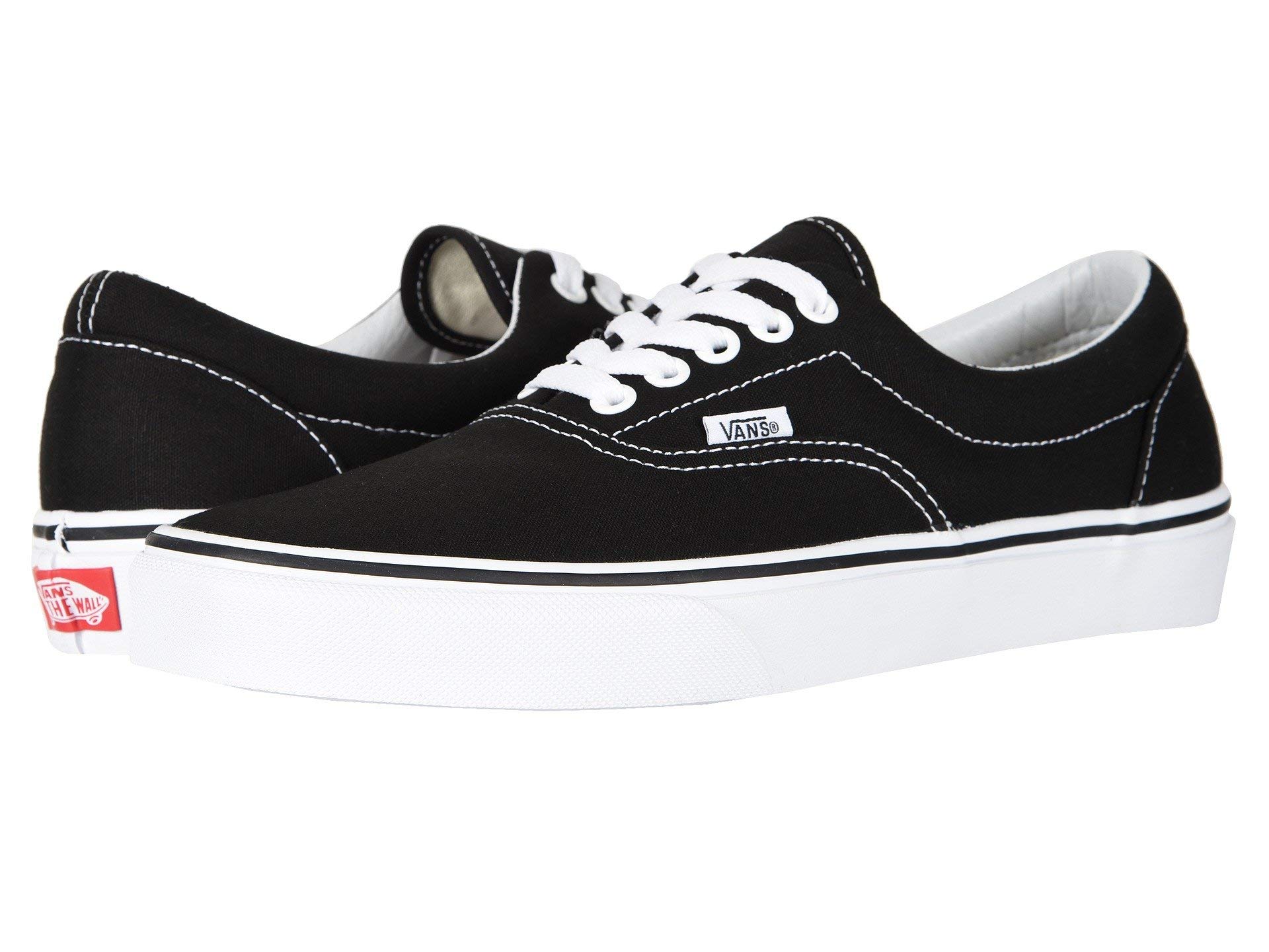Vans Unisex Era Sneakers - Classic Black & White Canvas Skate Shoes for Men & Women, Size 5.5 | Comfortable Casual Wear for Skateboarding, Street Style & Everyday Outfits