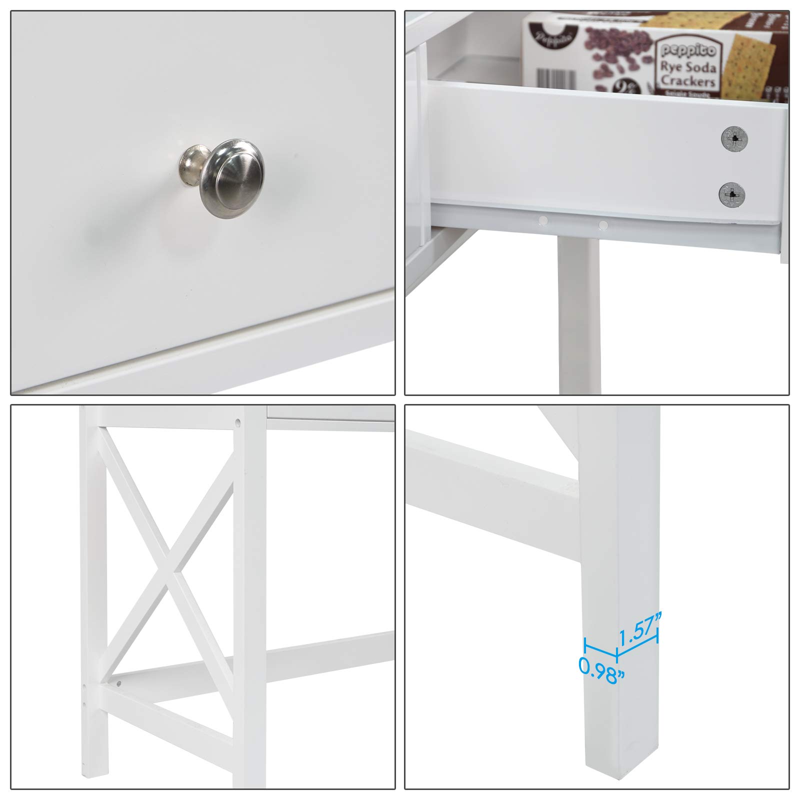 EdMaxwell WiberWi Home Office Desk with Drawers - White Modern Writing Computer Desk, Small Makeup Vanity Table for Bedroom & Study Desk for Home Office - Perfect for Remote Work, Online Classes & Makeup Application