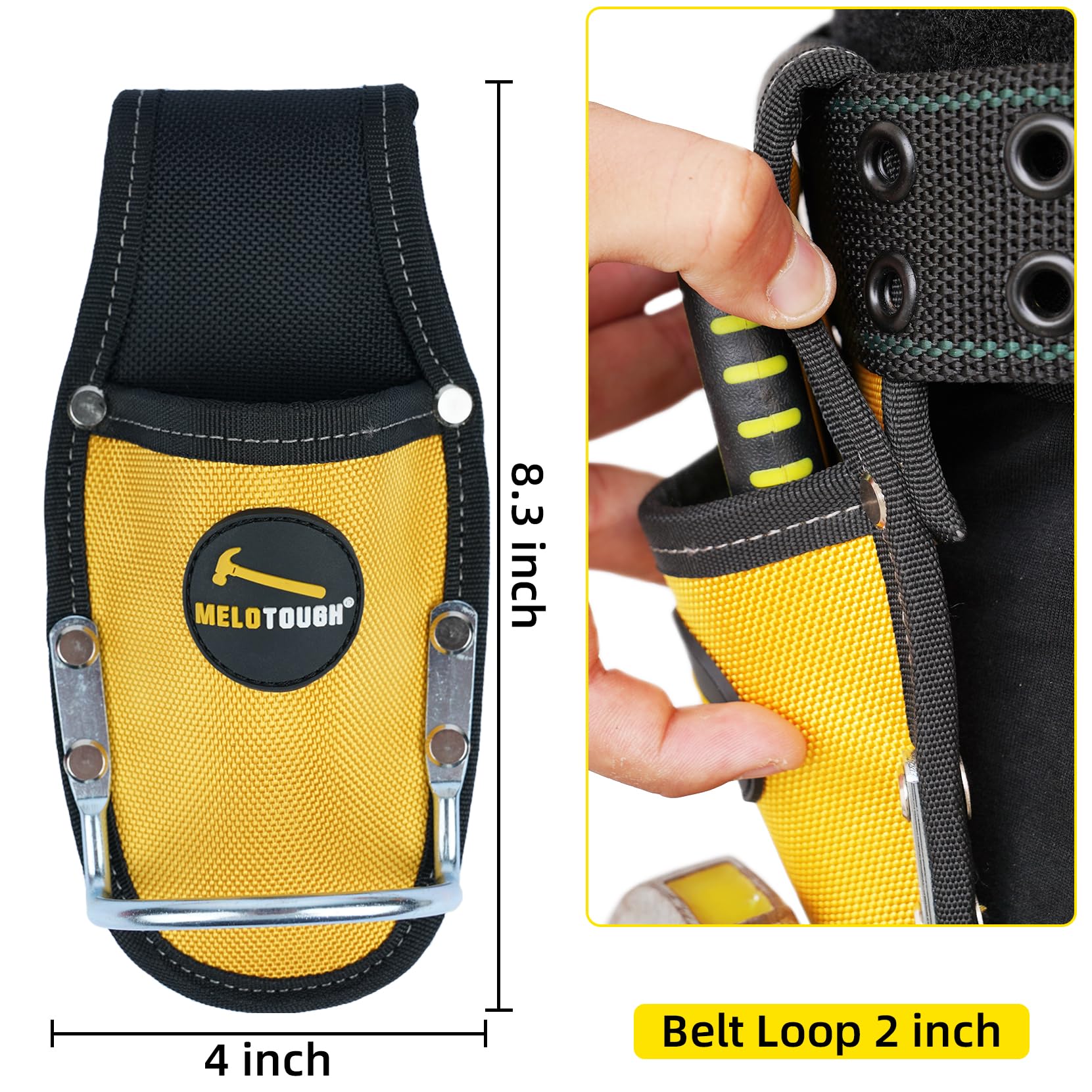 MELOTOUGH Heavy Duty Plier Holster & Hammer Holder - Durable Steel Loop Tool Belt Organizer for Construction, Electrician, HVAC - Compact Work Pocket for Easy Access & Secure Storage