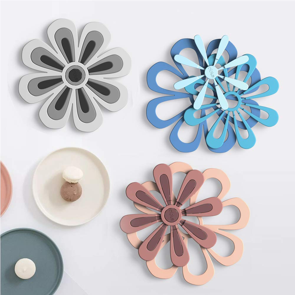 Heat-Resistant Silicone Potholders & Trivets Set - 3-in-1 Kitchen Mat for Cooking, Baking & Dish Drying - Withstands 440°F - Non-Slip Hot Pad for Stovetop & Countertop Protection (Pink) - Perfect for Home Kitchen, BBQ & Camping Use