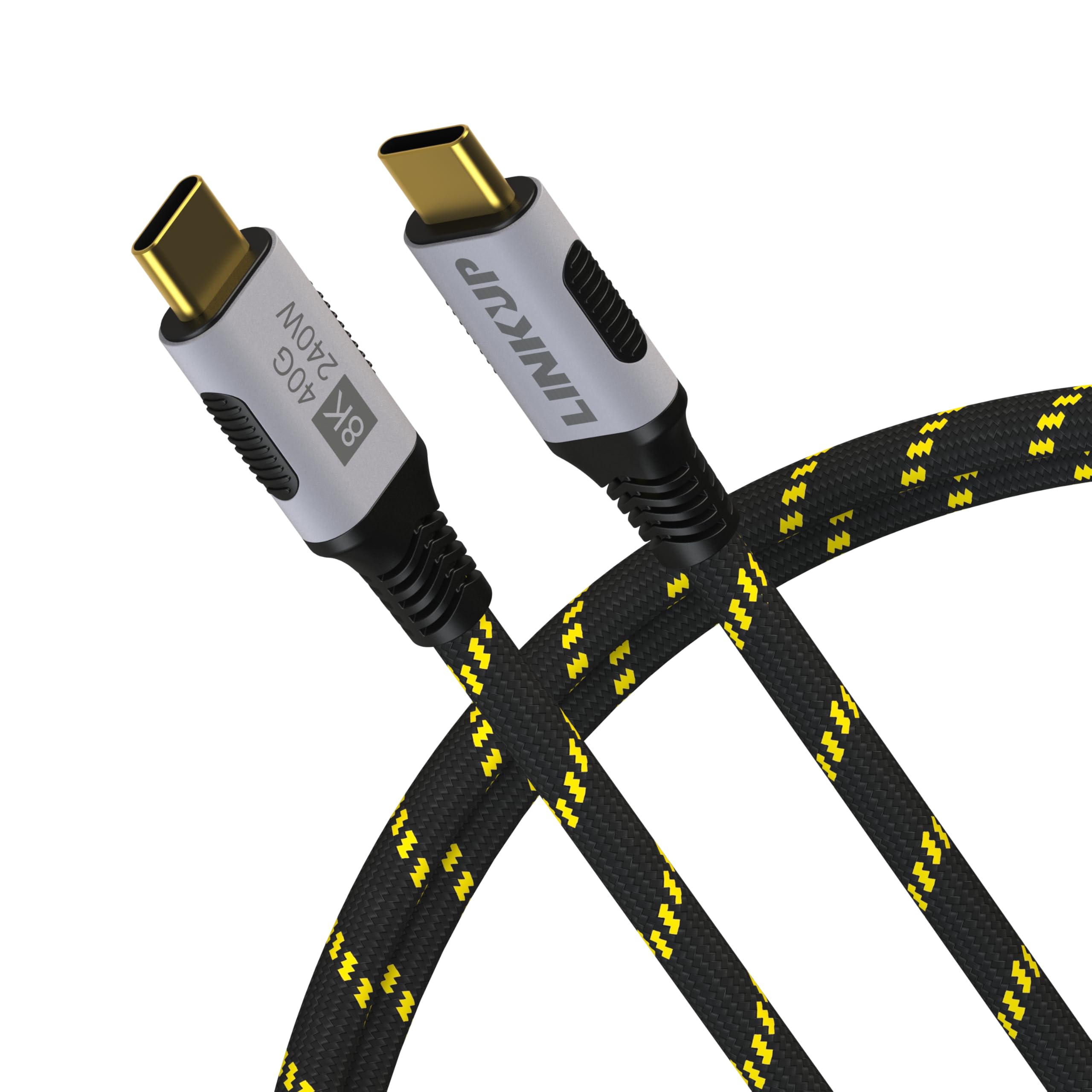 LINKUP USB 4.0 Type-C Thunderbolt 4 Cable 240W 40Gbps 8K@60Hz - 3ft Fast Charging & Data Transfer for iPhone 15/16 Pro/Max, MacBook Pro/Air, iPad Pro, Galaxy S23 - Durable Braided Nylon for Home Office & Travel
