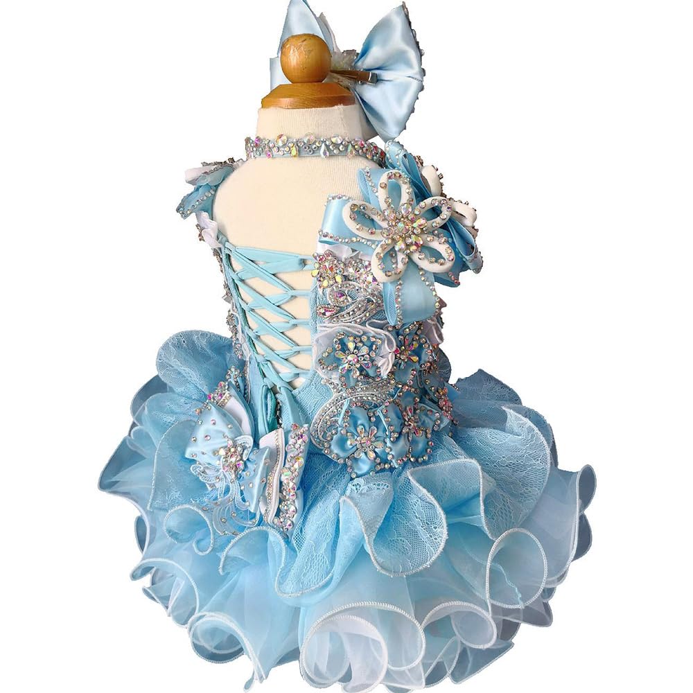 Handmade Beaded Baby Girl Pageant Dress - Toddler Princess Gown for Pageants, Photoshoots & Special Occasions