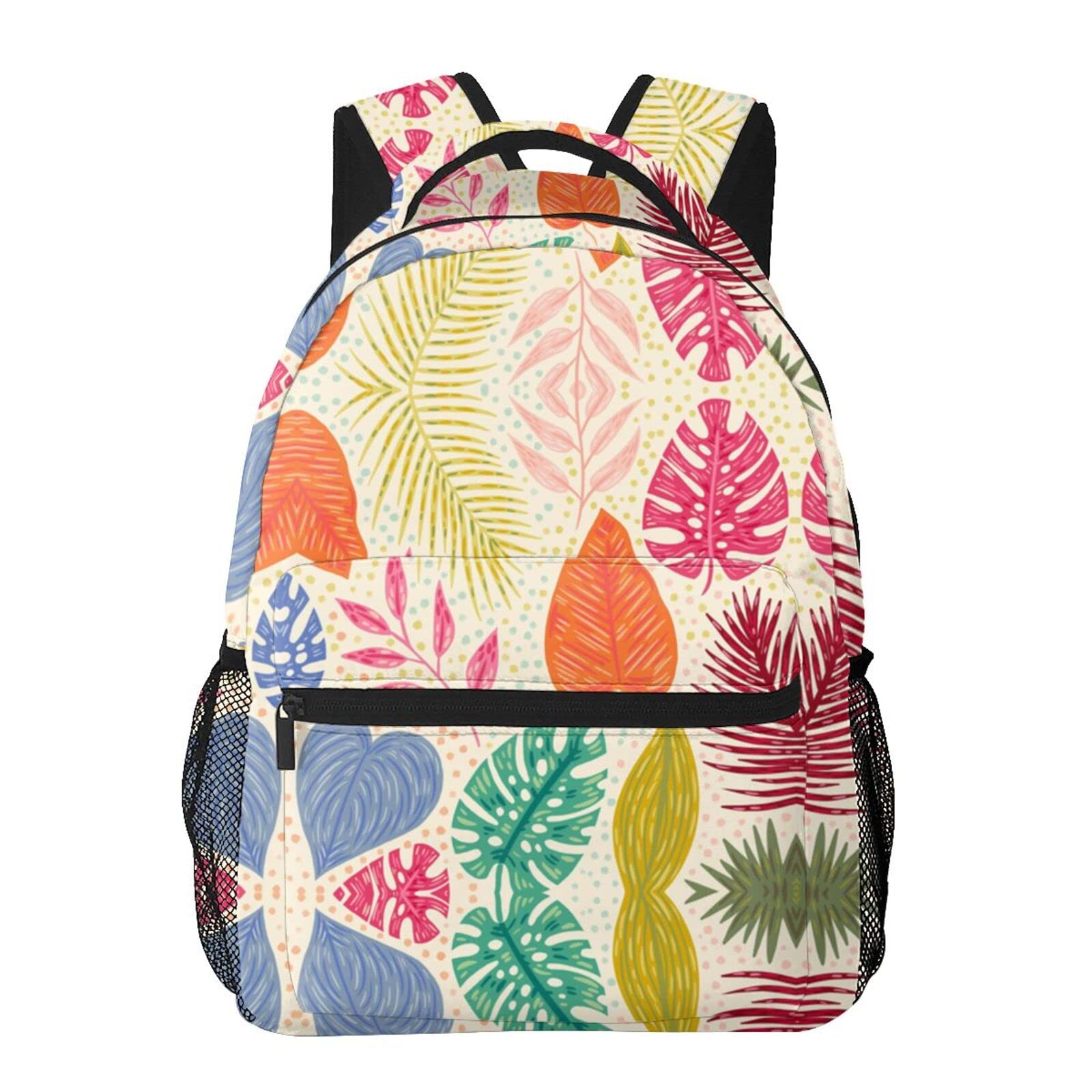 Stylish Leaves & Flowers Print Backpack for Women - Durable Laptop & Tablet School Bag with Personalization Option - Perfect for High School, College, Travel & Daily Commute