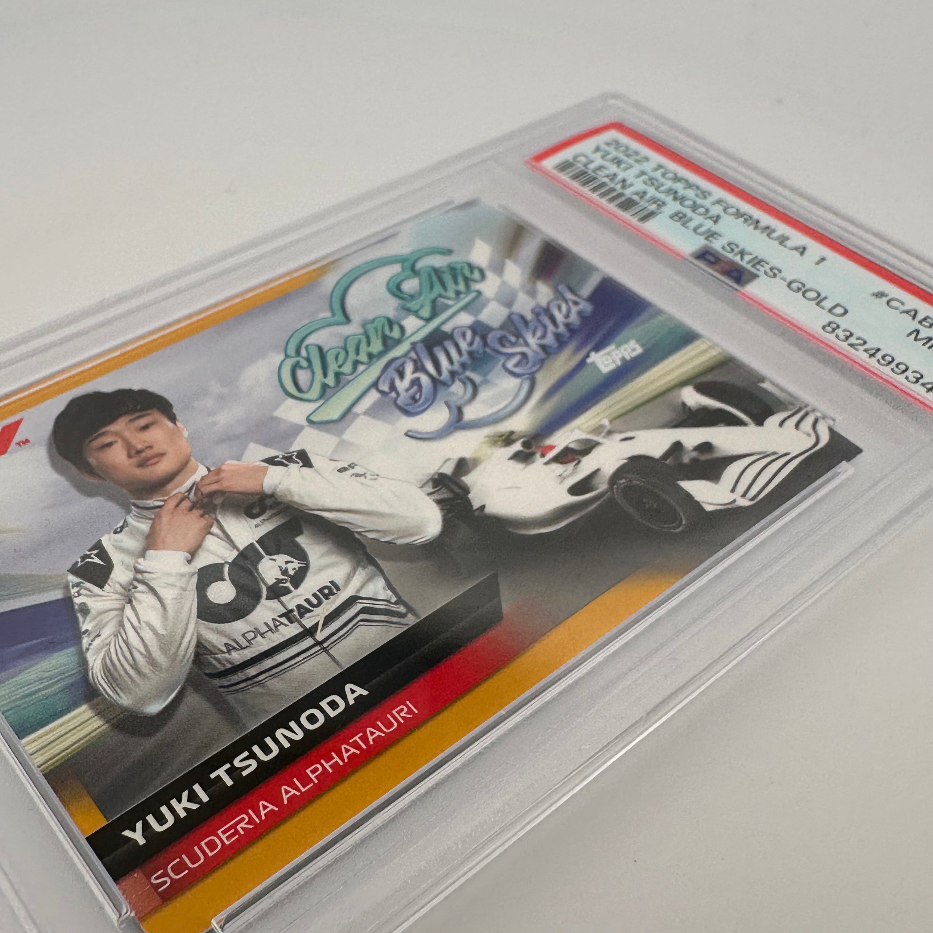 PSA 9 Yuki Tsunoda #CABSYT Clean Air Blue Skies Gold Parallel 23/50 - Rare F1 Racing Trading Card for Collectors & Investors - Perfect for Display, Trading, and Portfolio Diversification