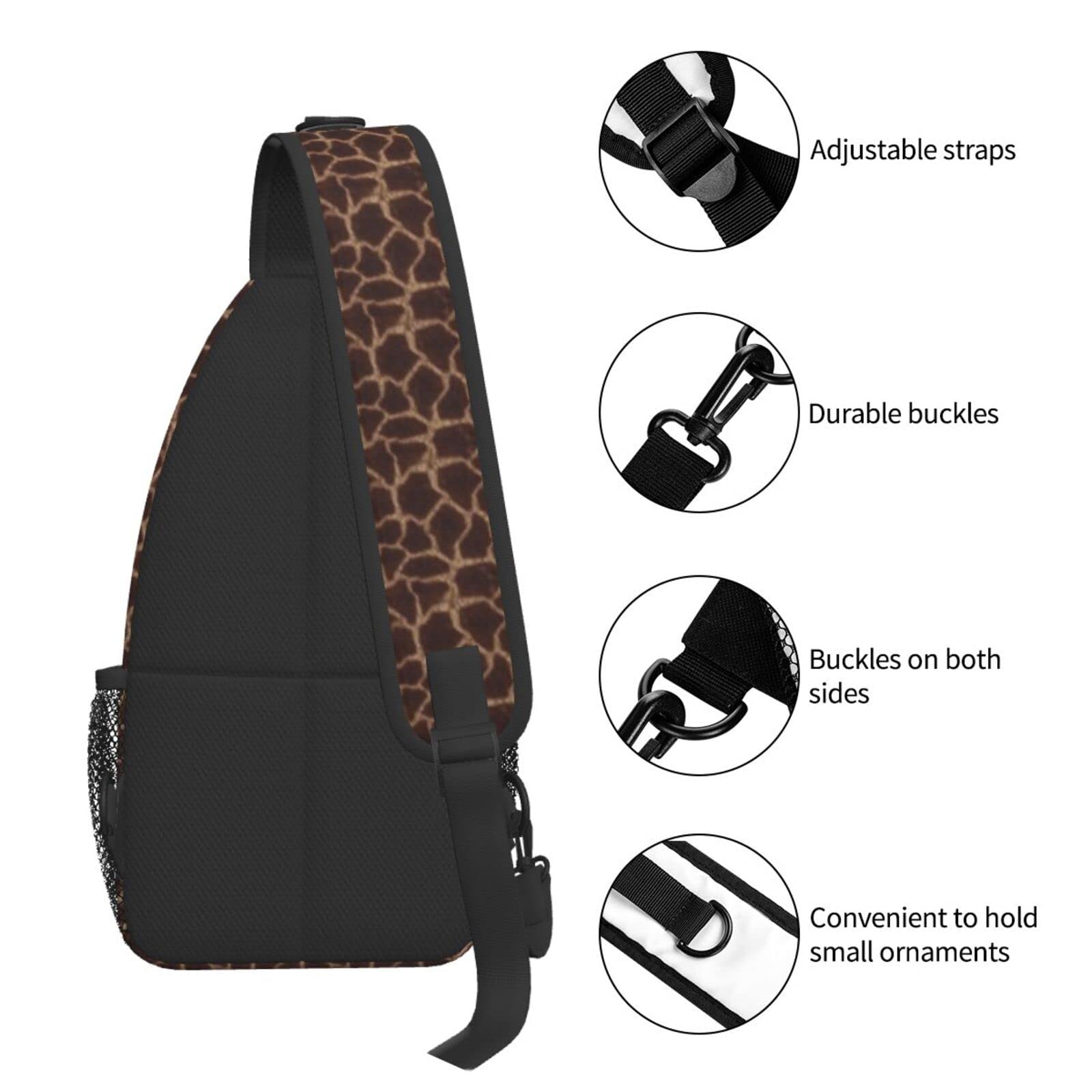 AMRANDOM Giraffe Print Sling Bag - Brown & Red Pattern Crossbody Shoulder Bag for Women & Men - Perfect for Outdoor Travel, Hiking & Daily Commute