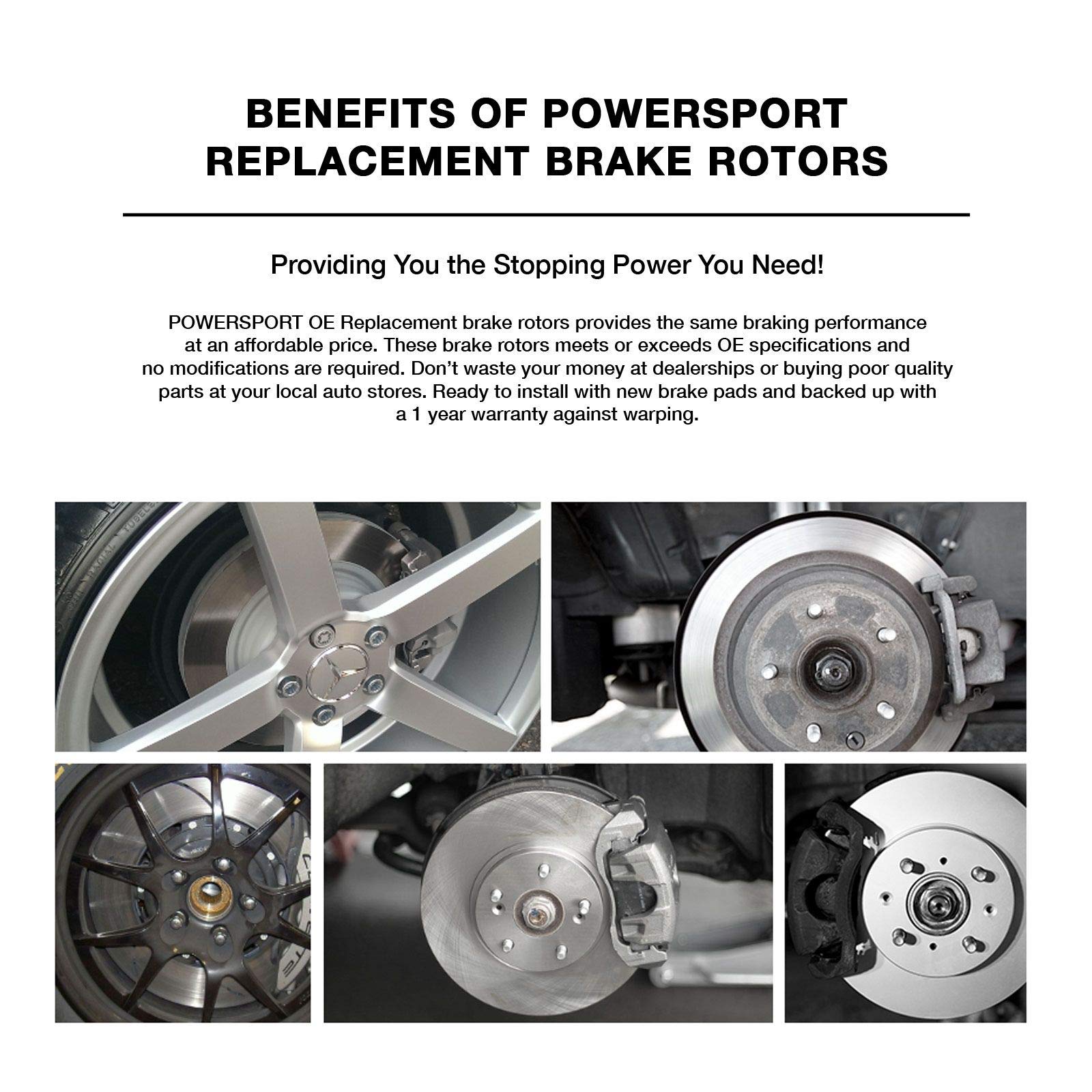PowerSport Premium Ceramic Front Brake Pads and Rotors Kit - Compatible with 1990-1992 Toyota Land Cruiser | High-Performance Braking System for Off-Road Adventures & Daily Commuting