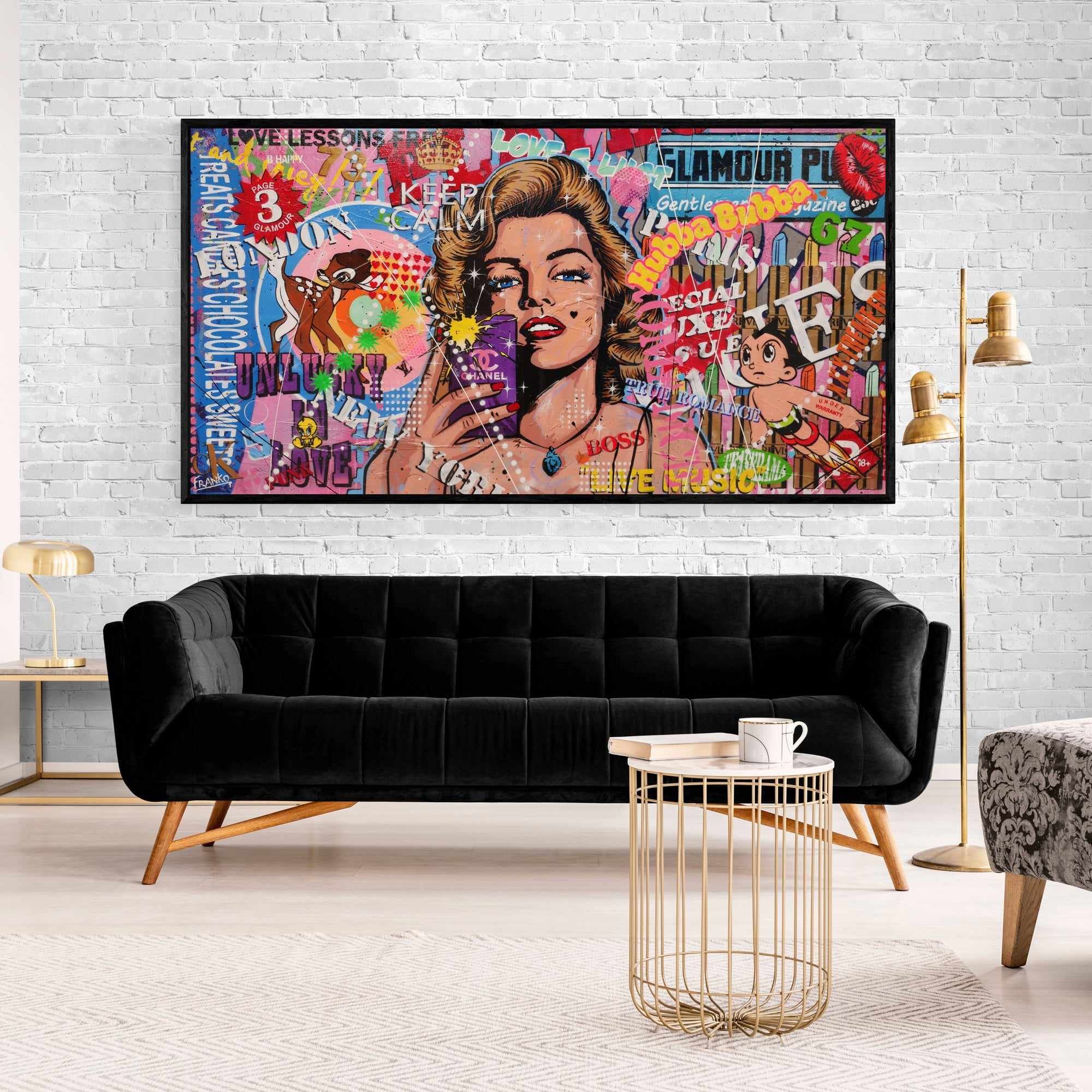 190cm x 100cm Marilyn Monroe Textured Urban Pop Art Canvas Painting - Modern Wall Decor for Living Room, Bedroom & Office
