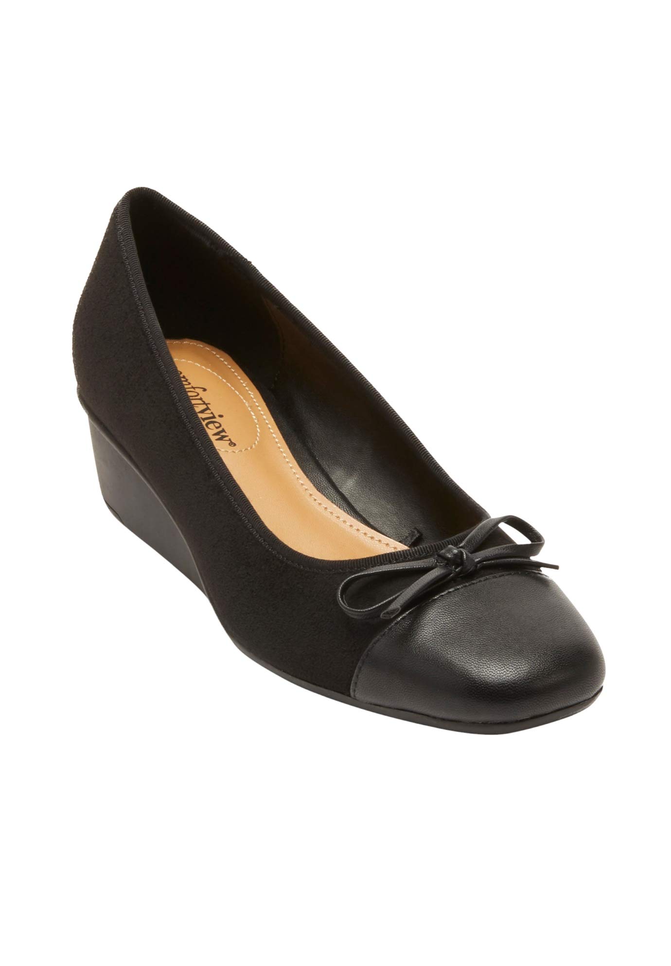 Comfortview Women's Wide Width The Jade Flat - Comfortable Slip-On Ballet Flats for Work, Travel & Everyday Wear