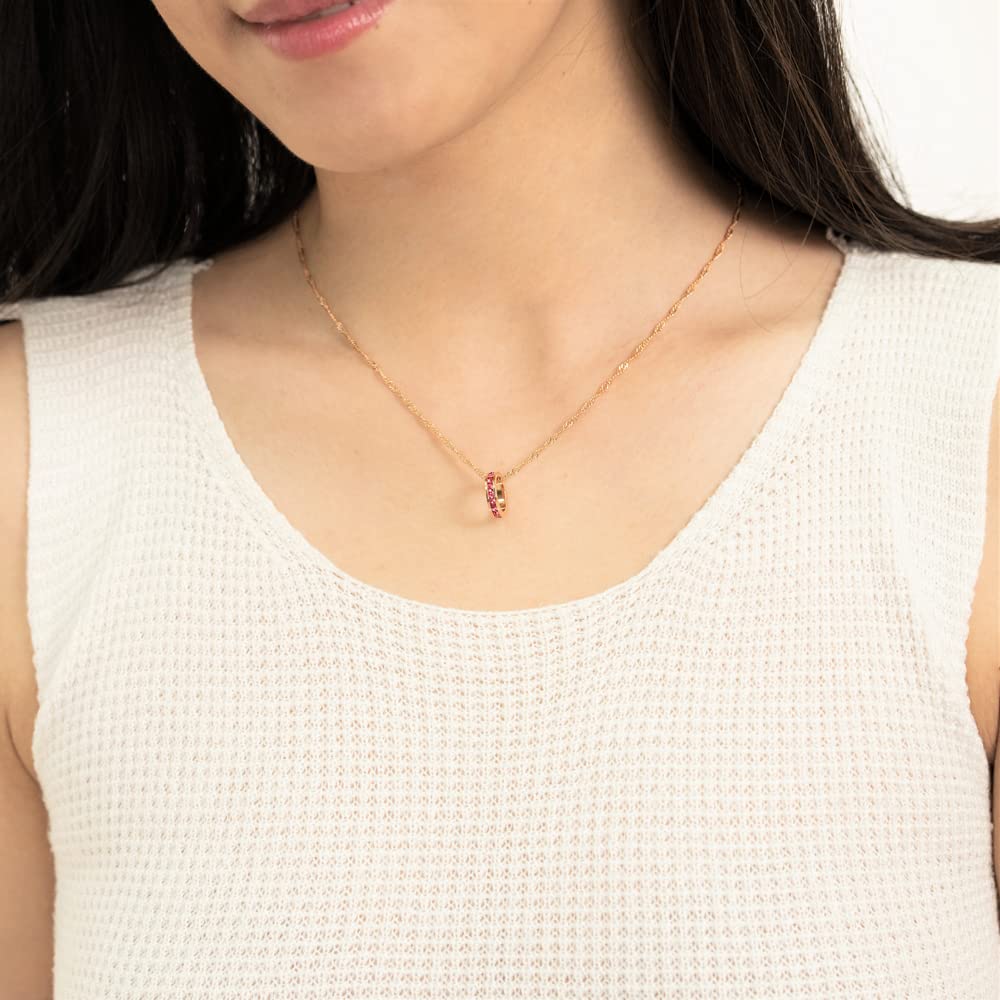Birthstone Pendant Necklace - Stackable Crystal Charm with Full Eternity Design | Perfect Gift for Anniversary, Birthday & Mother's Day Jewelry